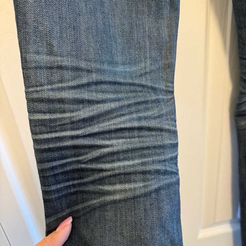 A7 Distressed Blue Jeans with Swarovski Crystals, Size 26 - Picture 7 of 12